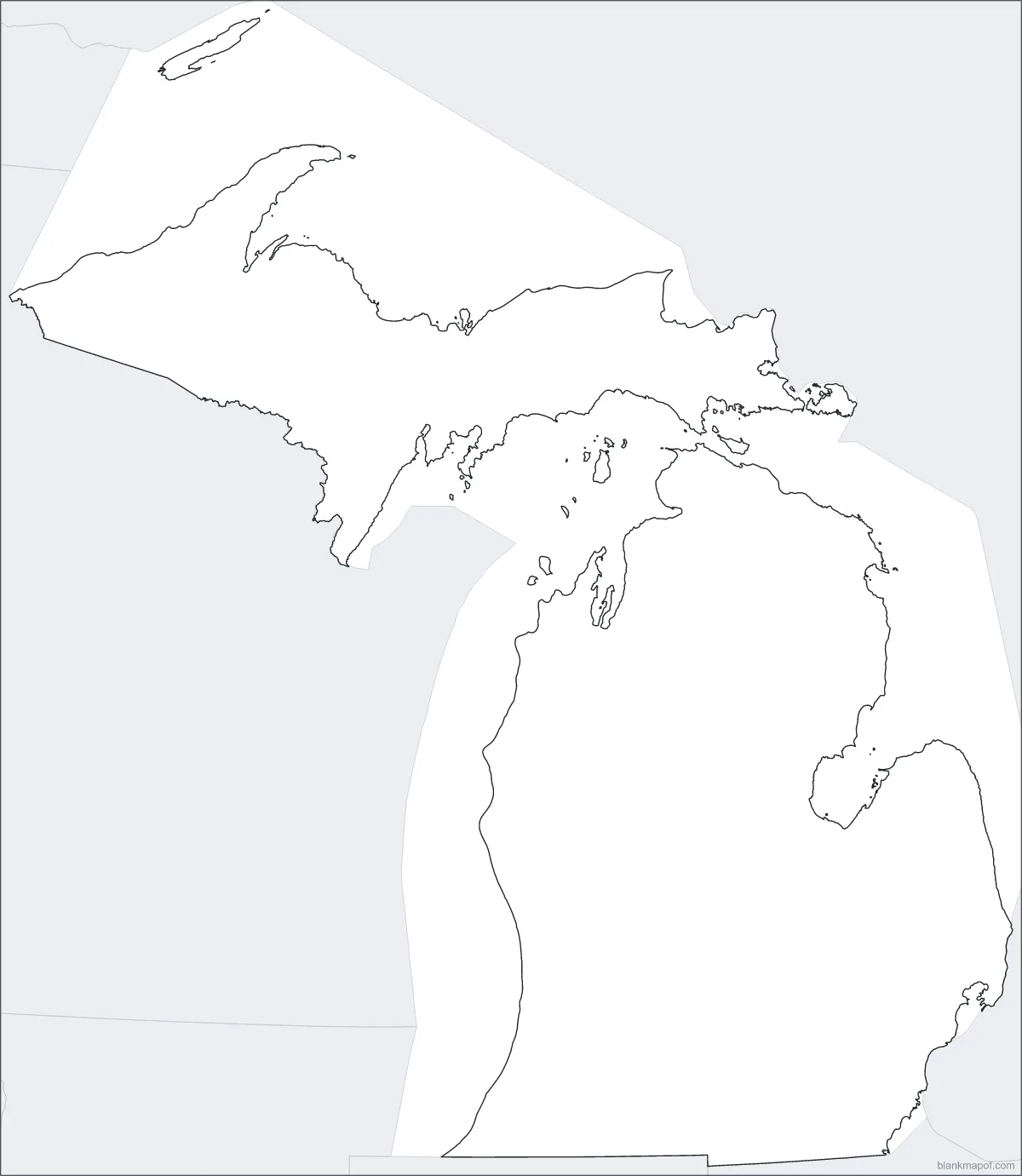 Blank map of Michigan, outline