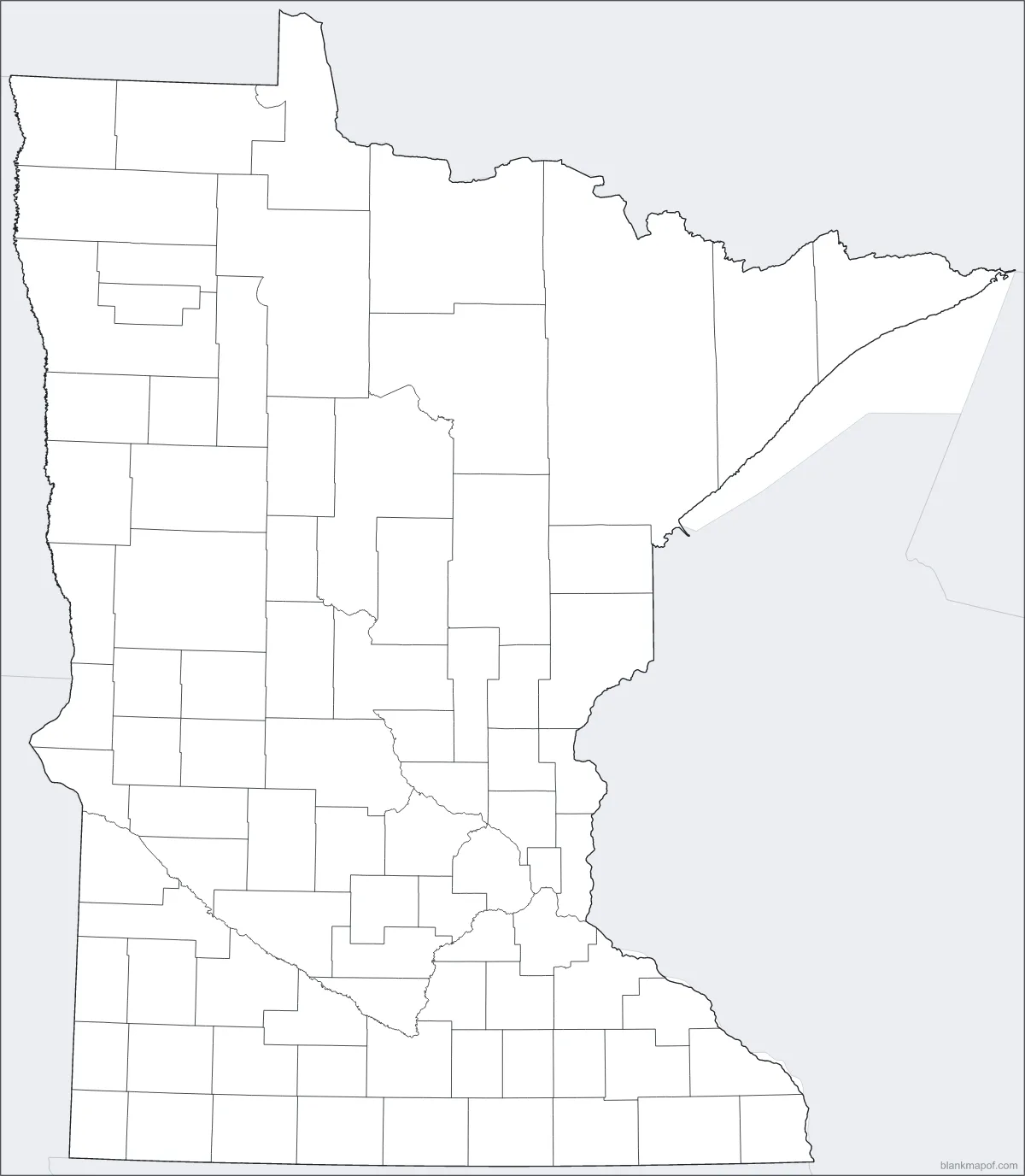 Blank map of Minnesota