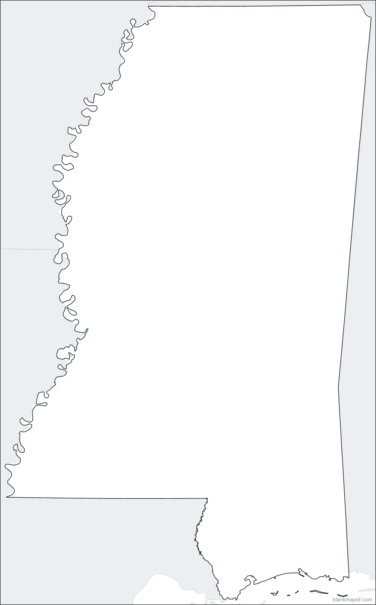 Blank map of Mississippi, outline