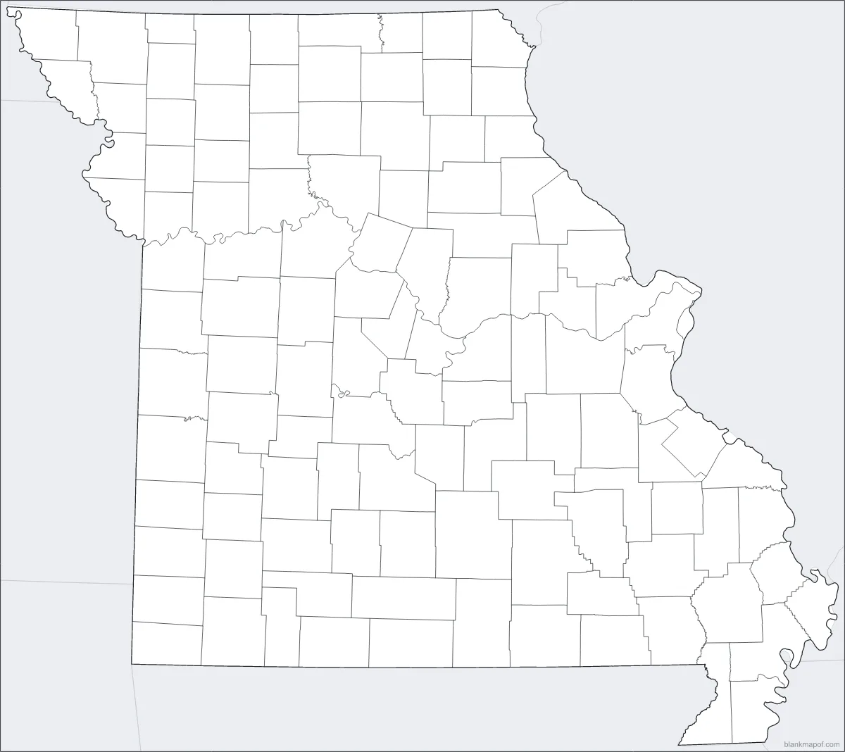 Blank map of Missouri
