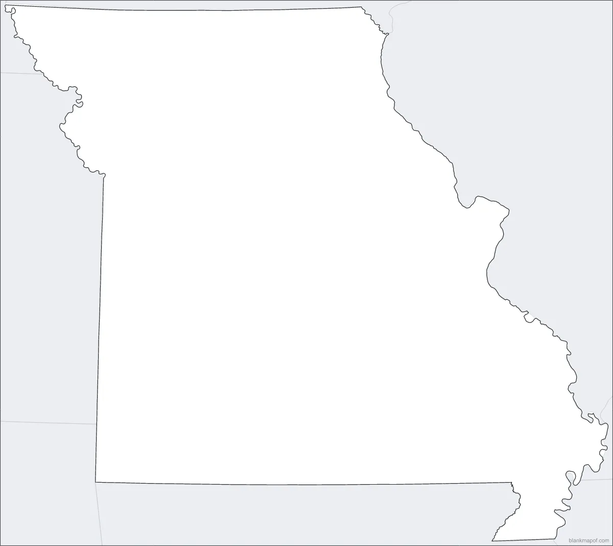 Blank map of Missouri, outline