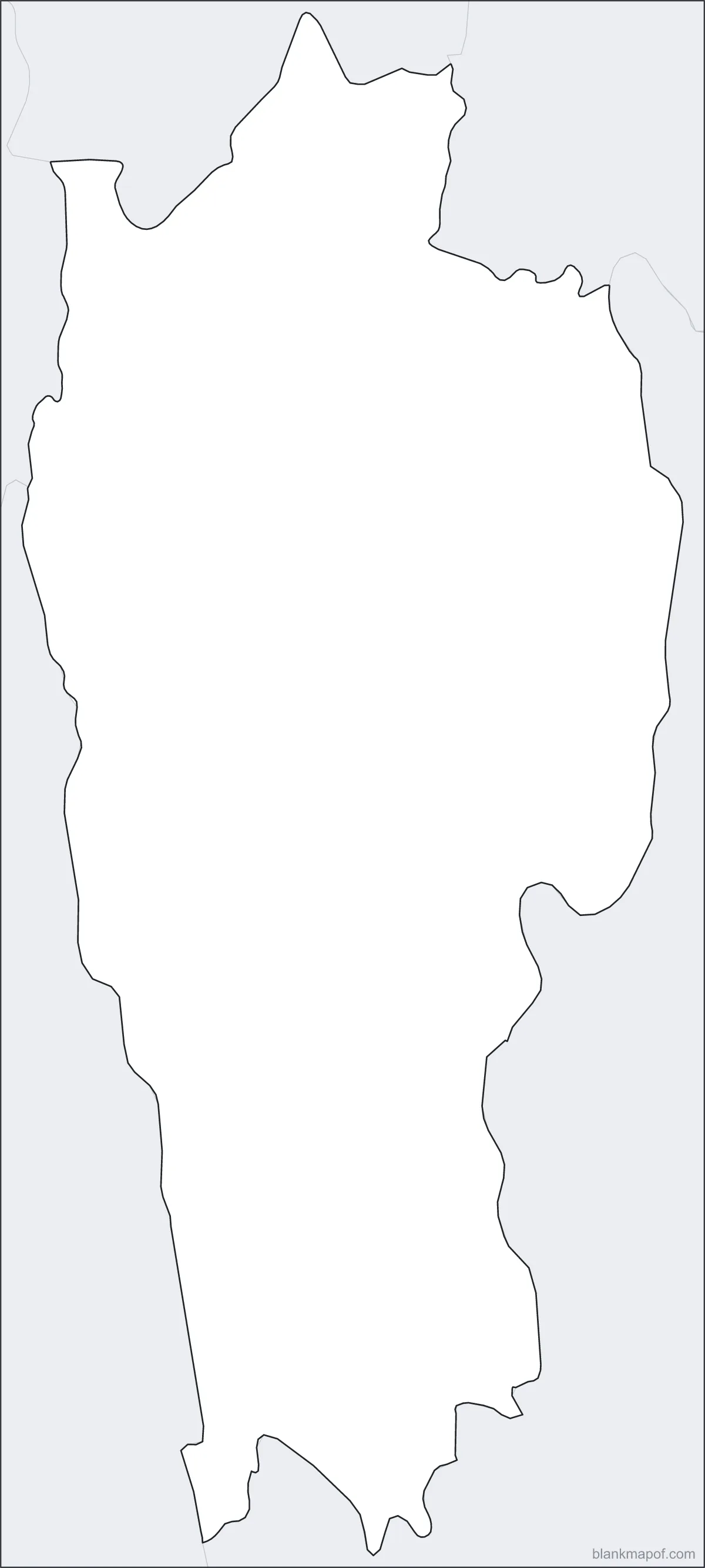 Blank map of Mizoram