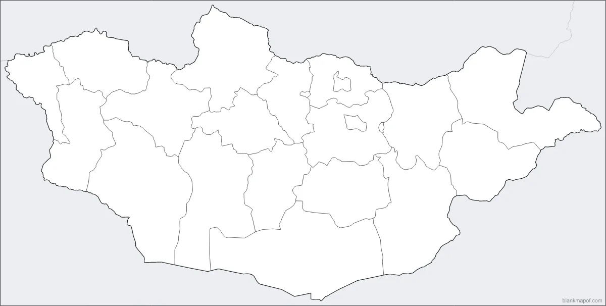 Blank map of Mongolia, with borders