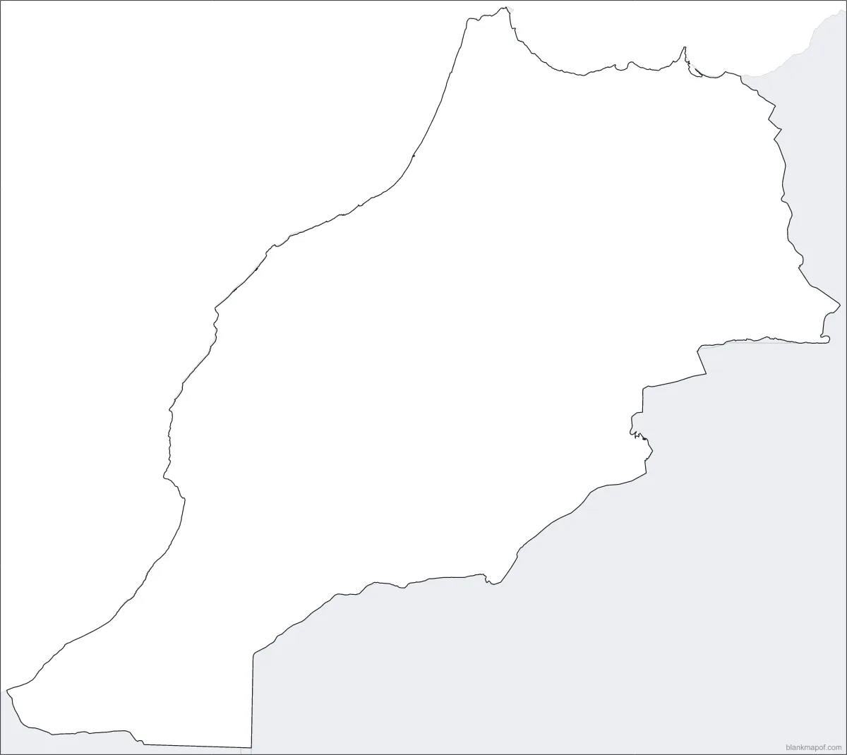 Blank map of Morocco, outline