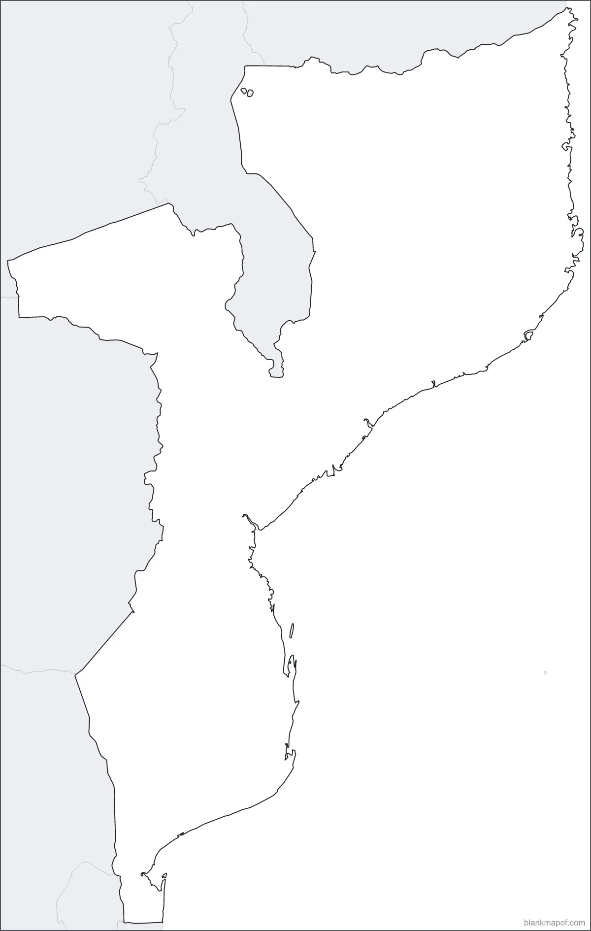 Blank map of Mozambique, outline