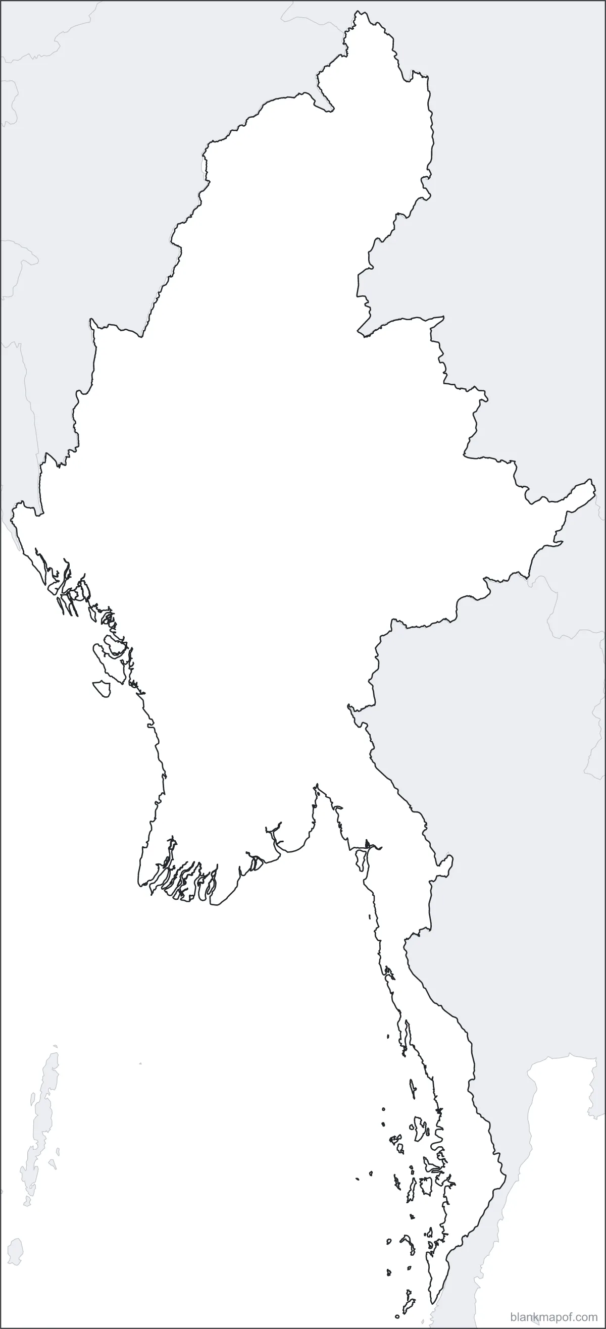 Blank map of Myanmar, outline