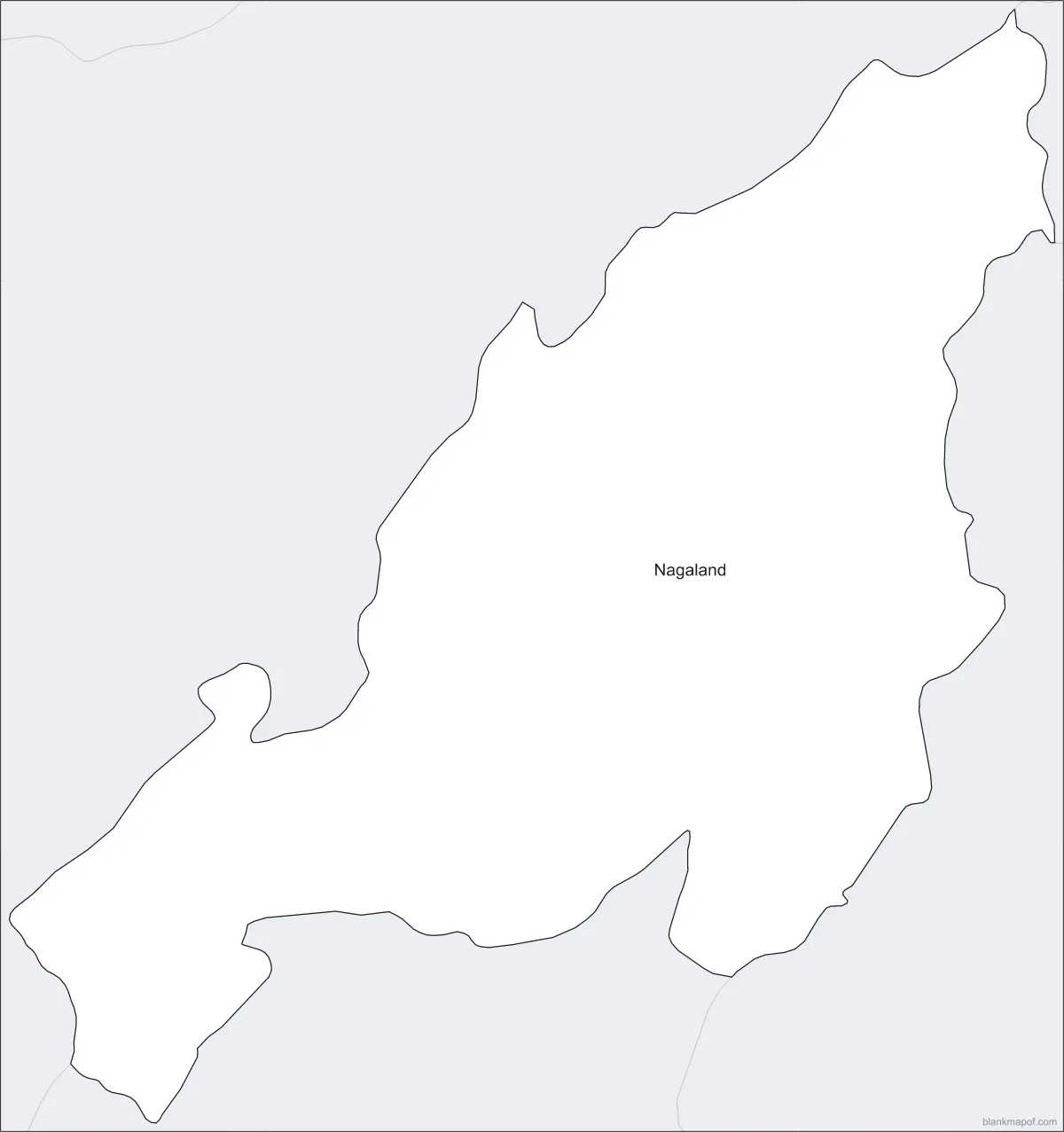 Blank map of Nagaland, labeled