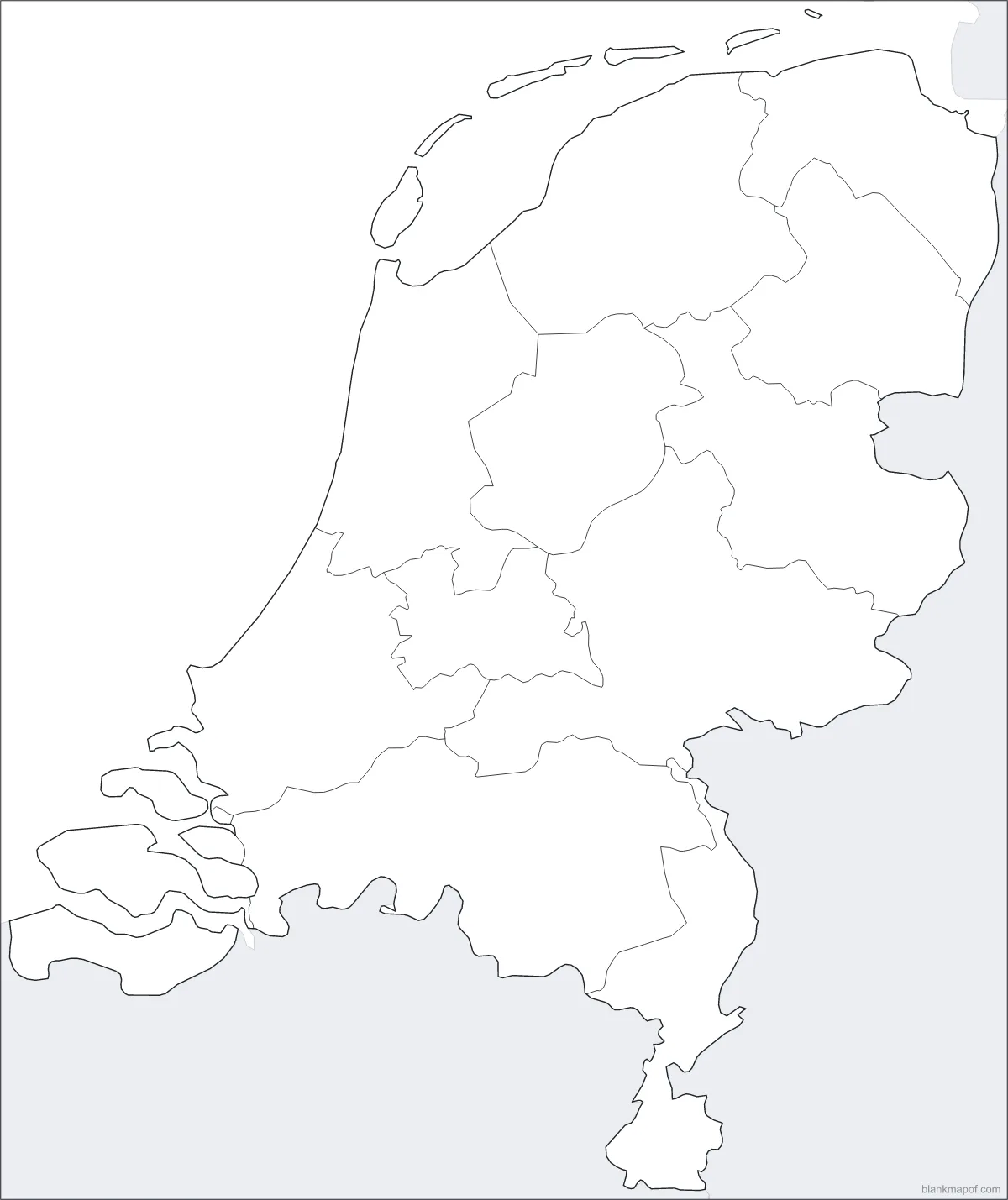 Blank map of the Netherlands