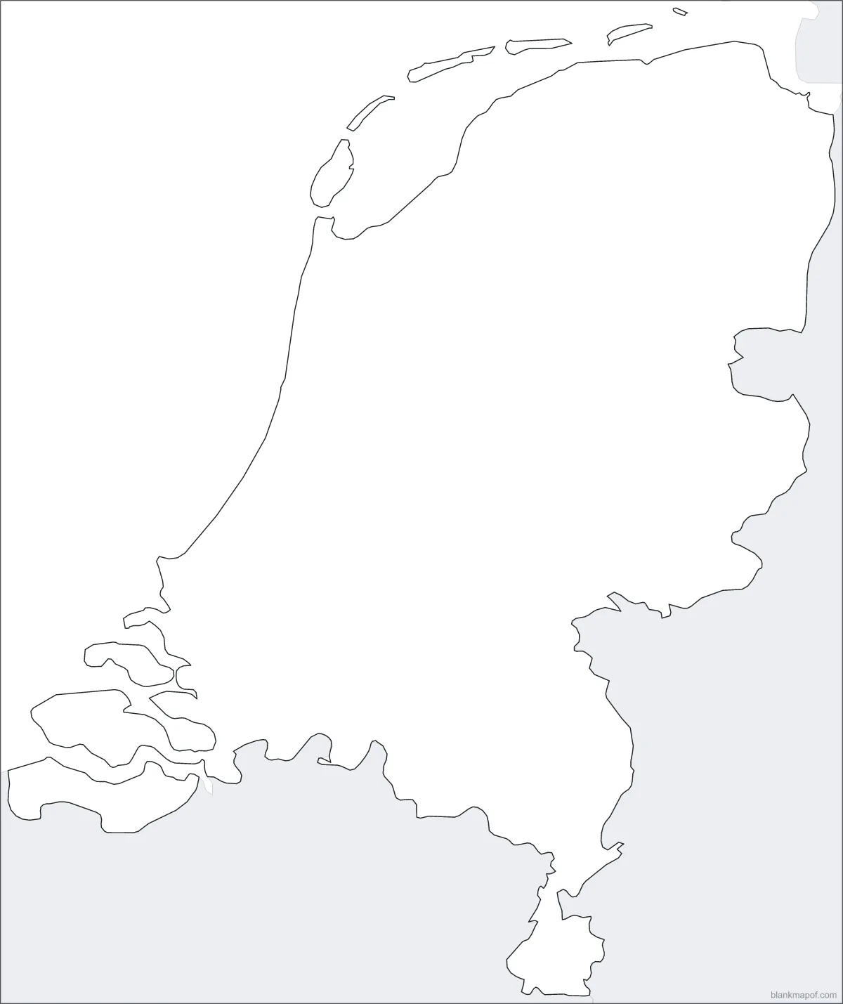 Blank map of the Netherlands, outline