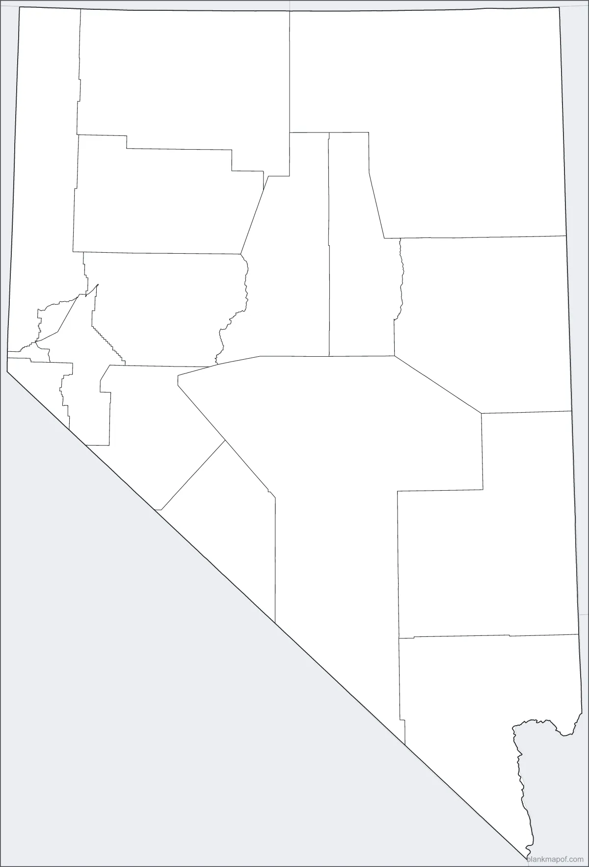 Blank map of Nevada