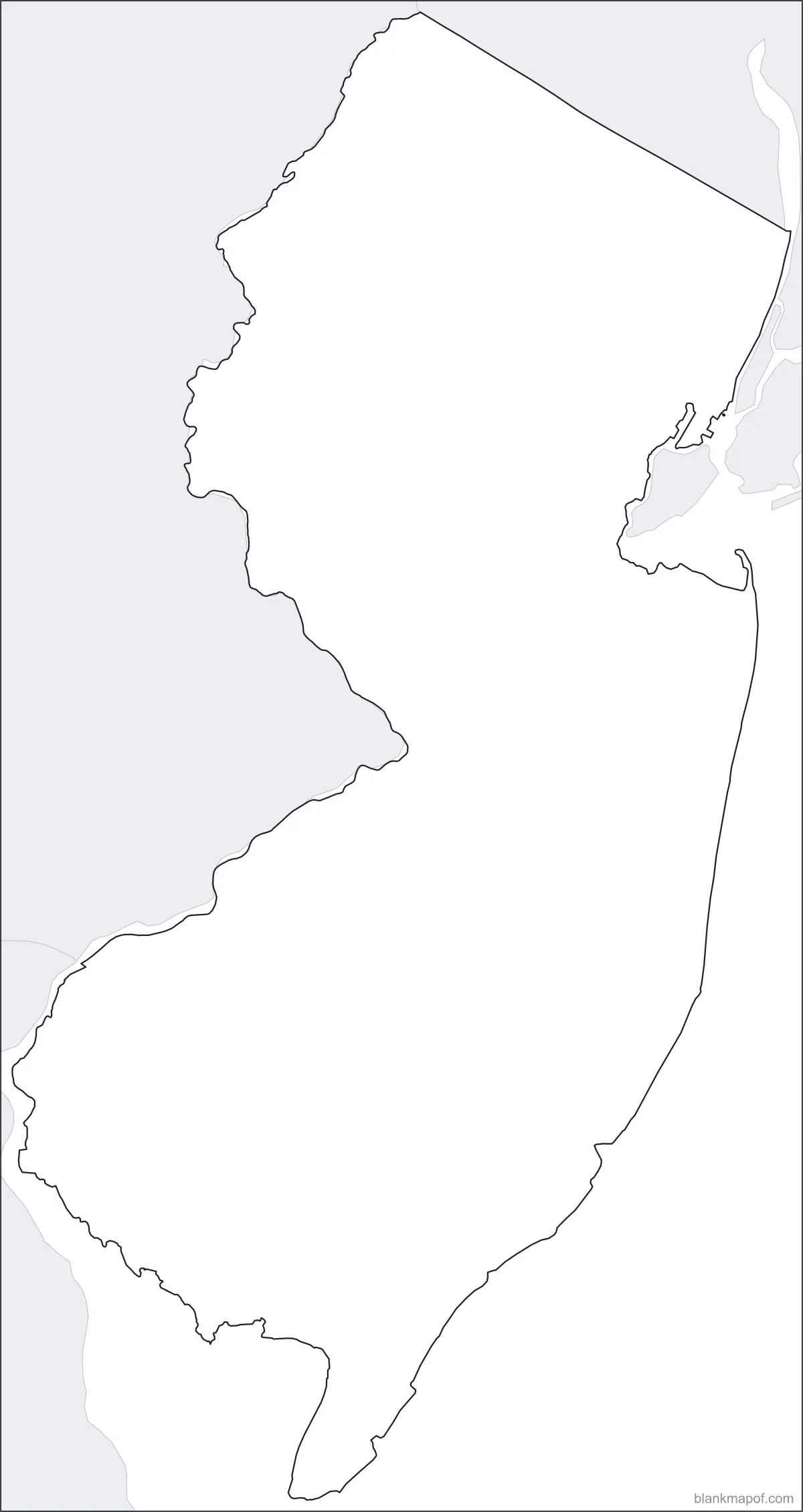 Blank map of New Jersey, outline