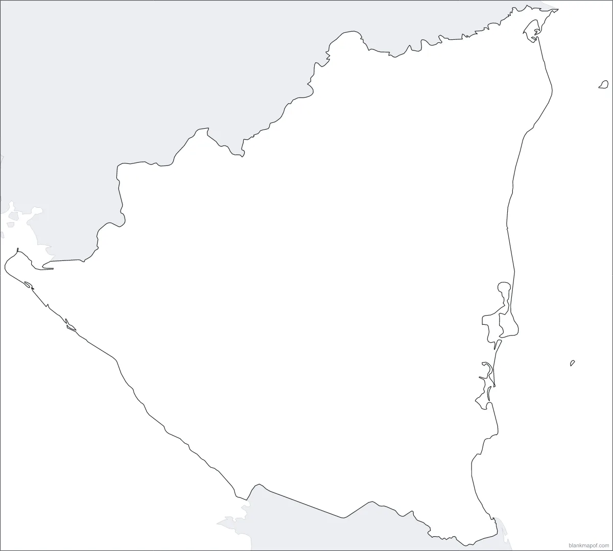 Blank map of Nicaragua, outline