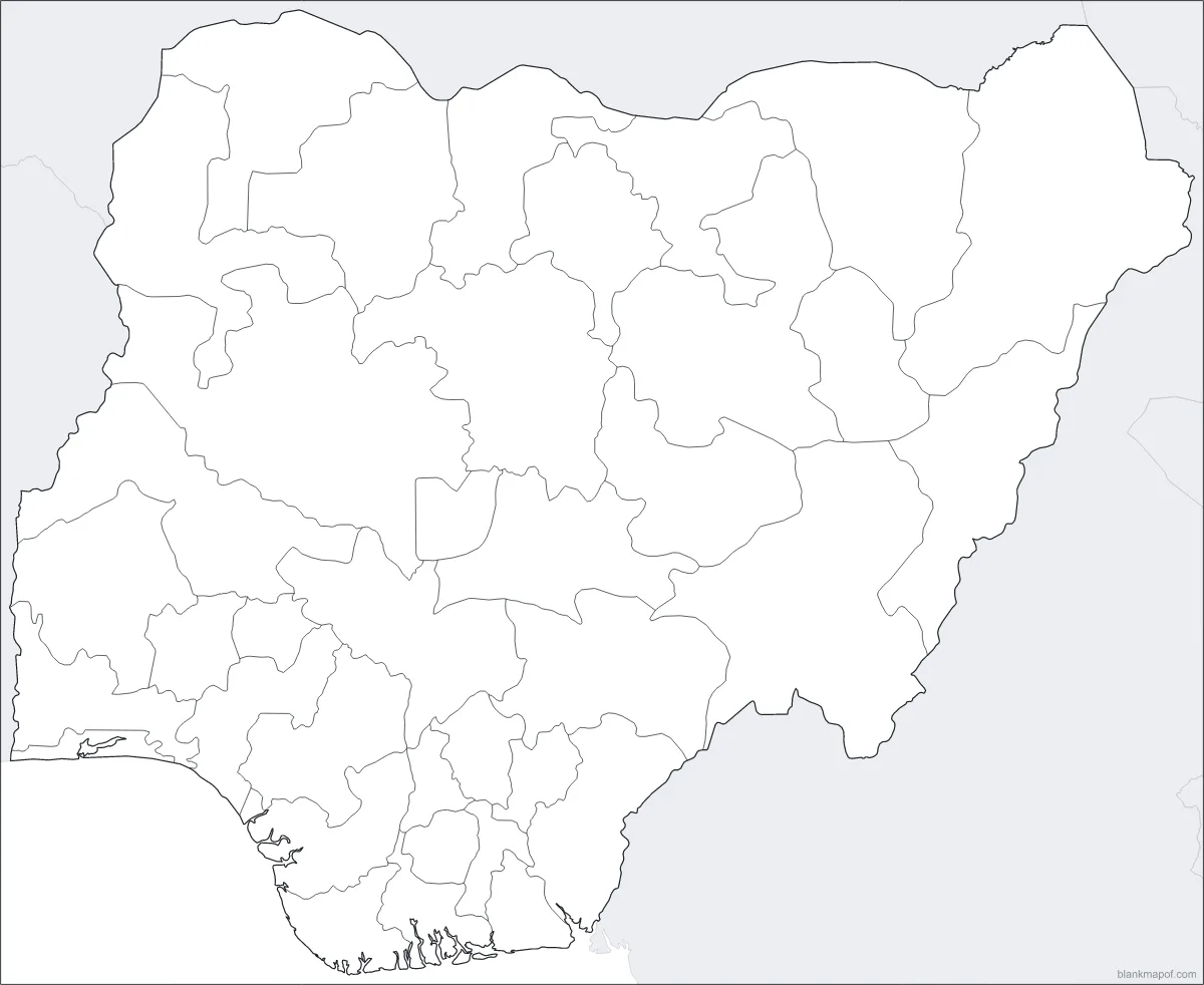 Blank map of Nigeria