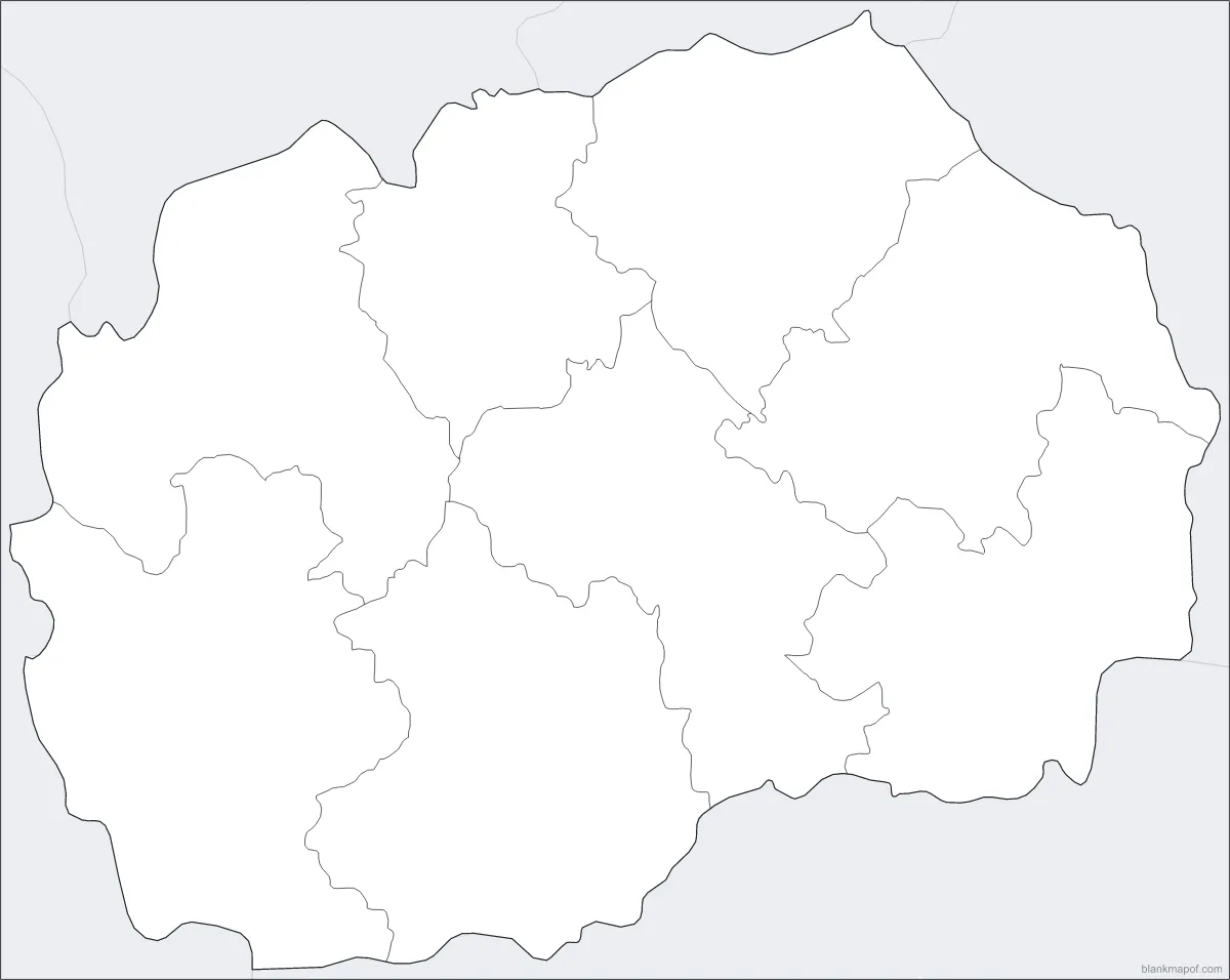 Blank map of North Macedonia, with borders