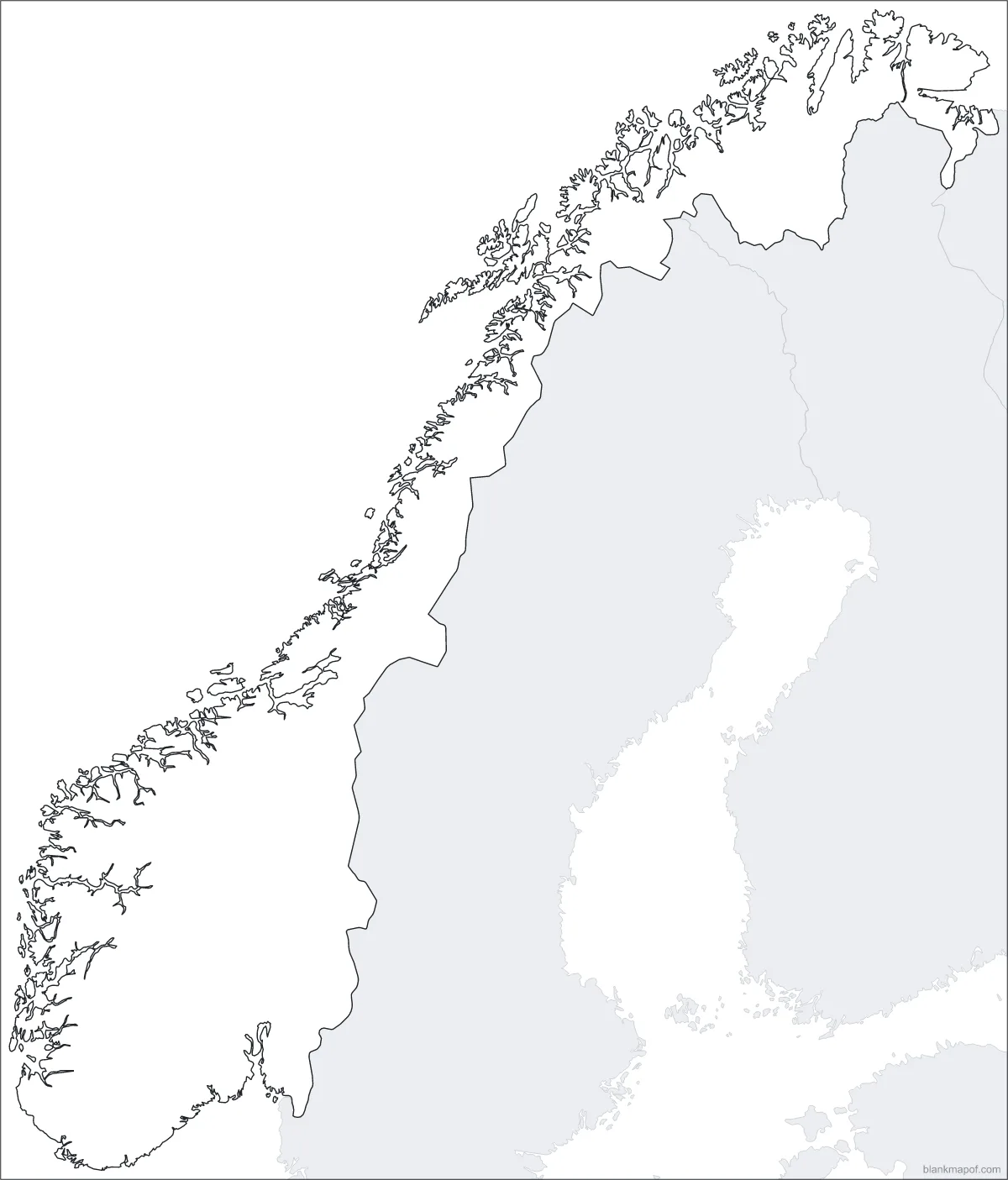 Blank map of Norway, outline