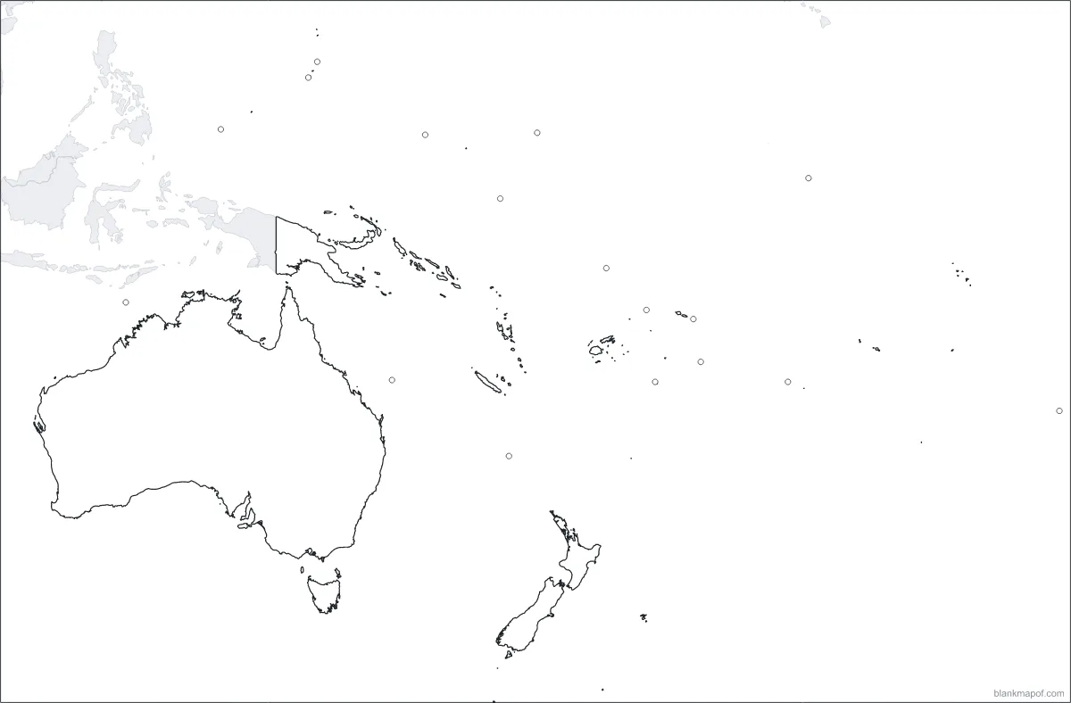 Blank map of Oceania