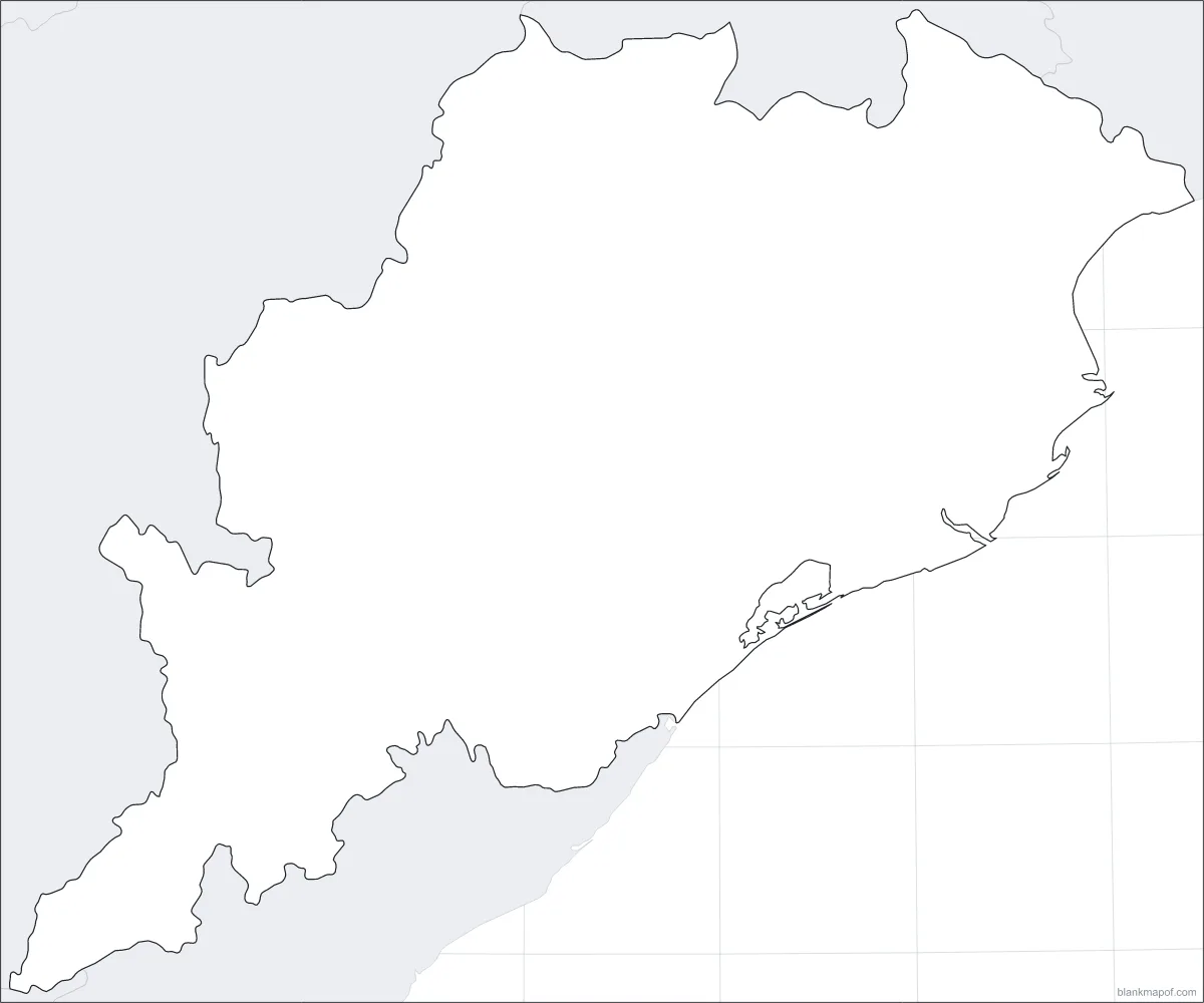 Blank map of Odisha, with lat/long grid