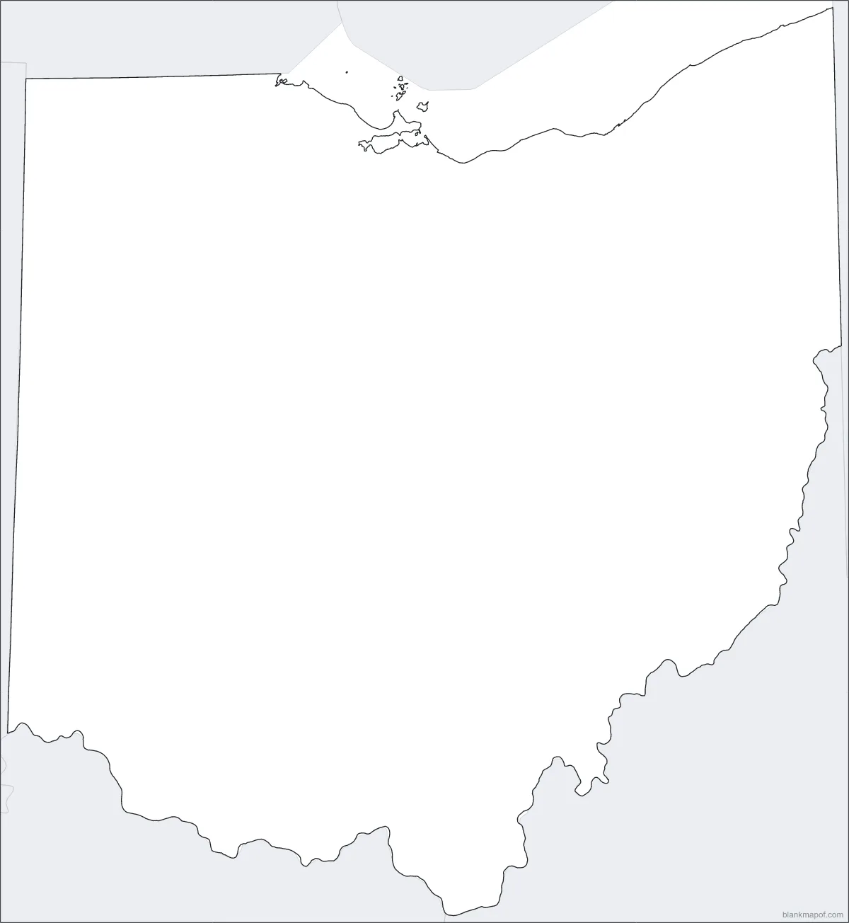 Blank map of Ohio, outline