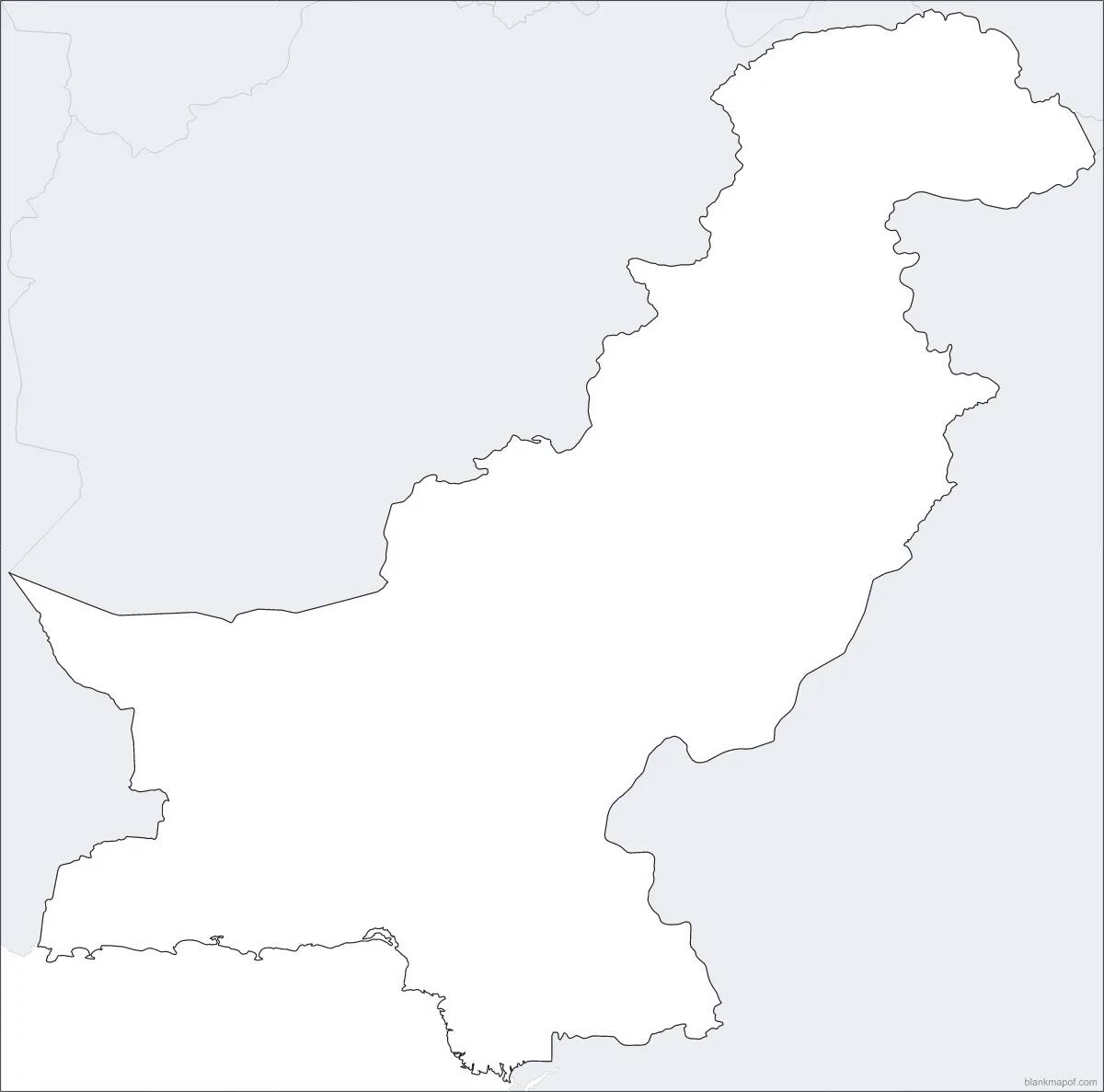 Blank map of Pakistan, outline