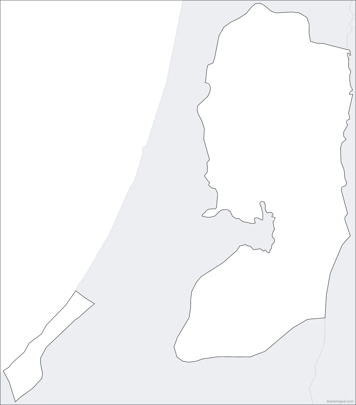 Blank map of Palestine, with borders