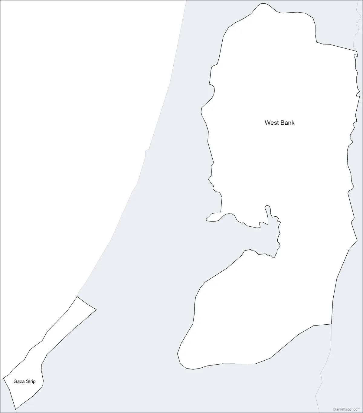 Blank map of Palestine, labeled