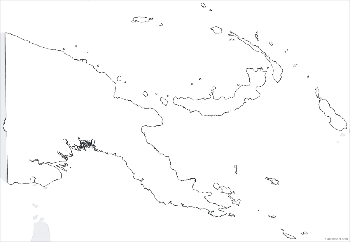 Blank map of Papua New Guinea, outline
