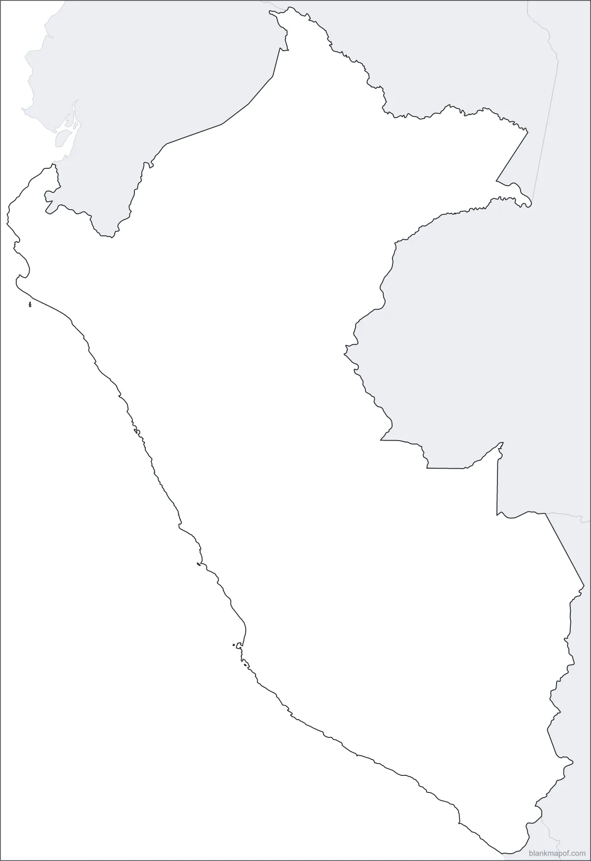 Blank map of Peru, outline