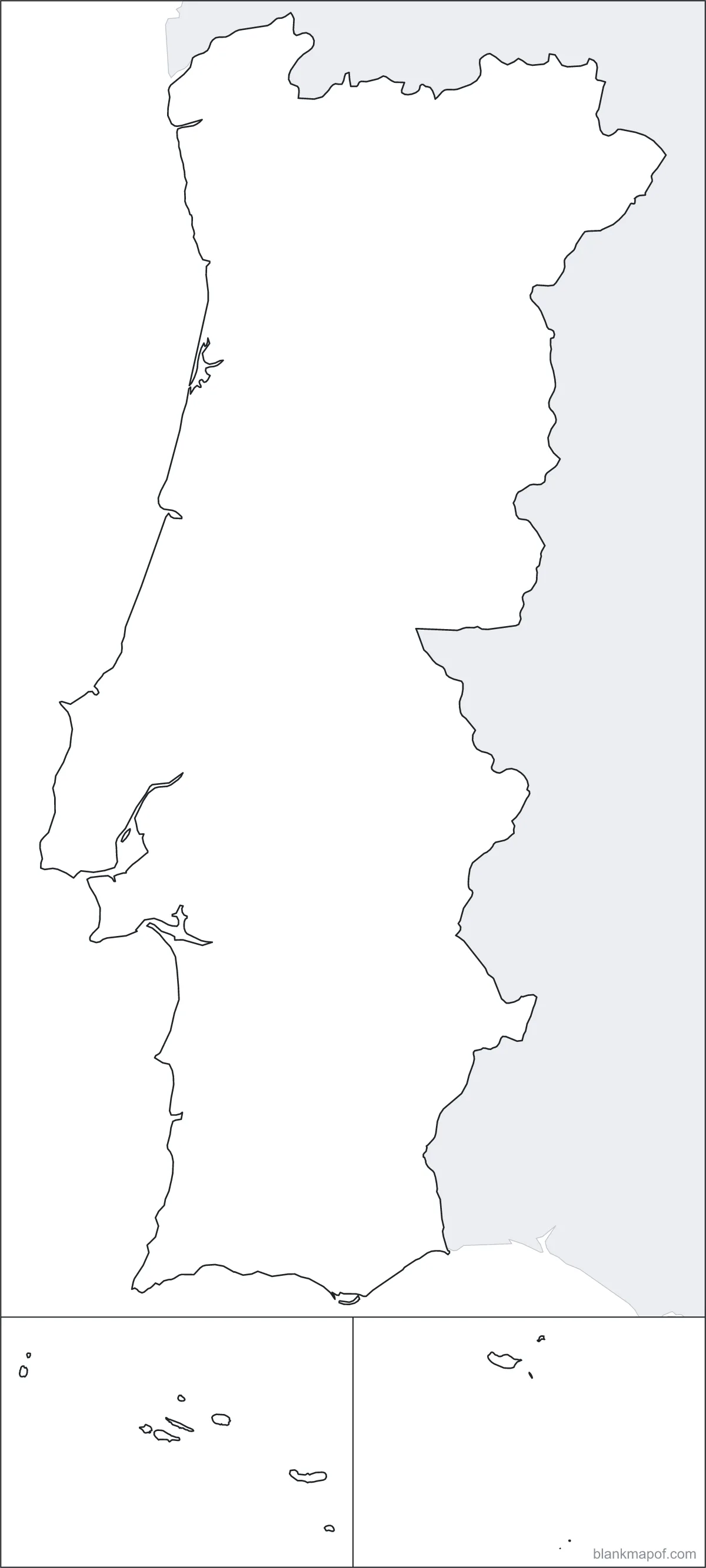Blank map of Portugal, outline