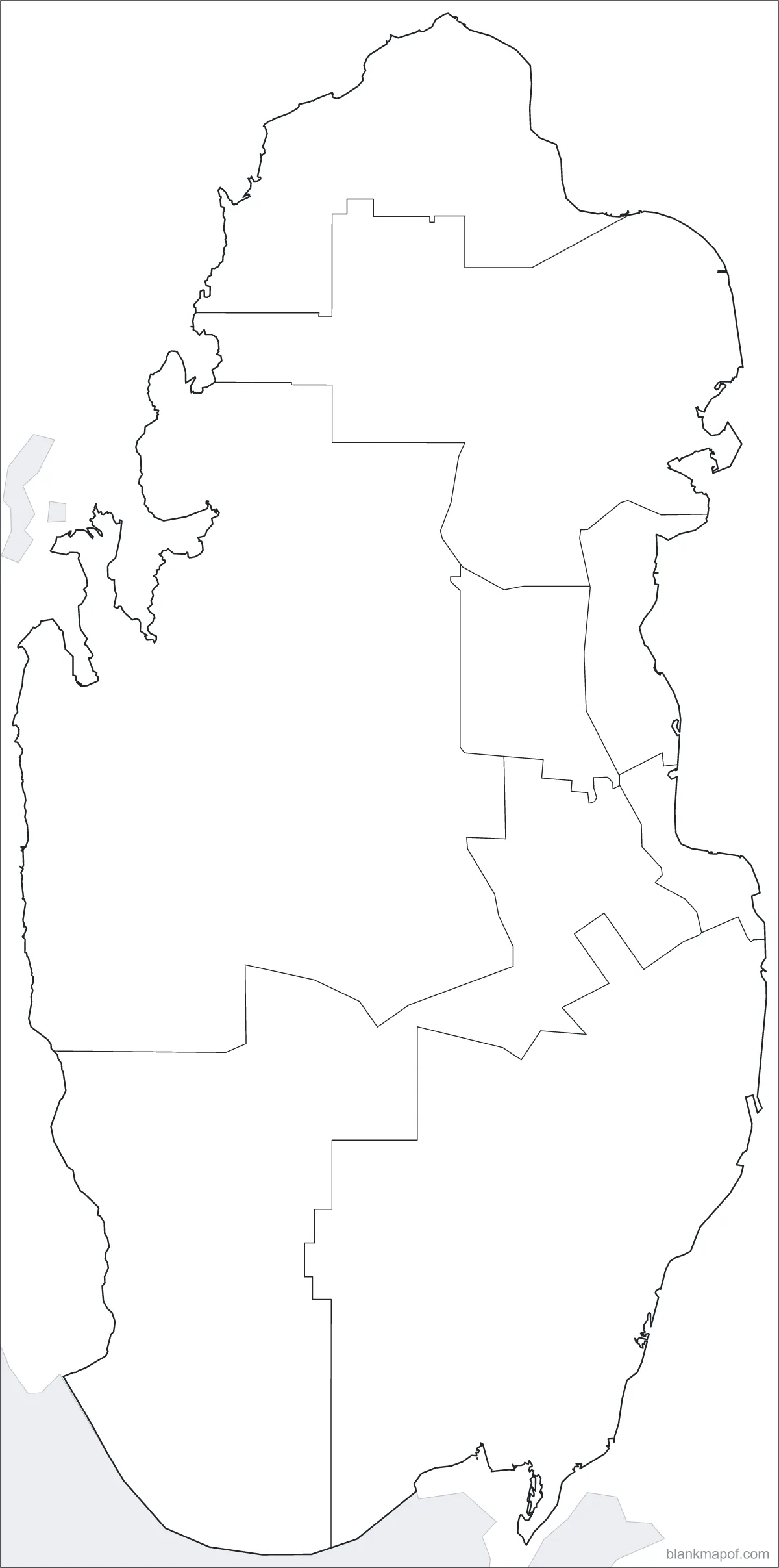 Blank map of Qatar, with borders
