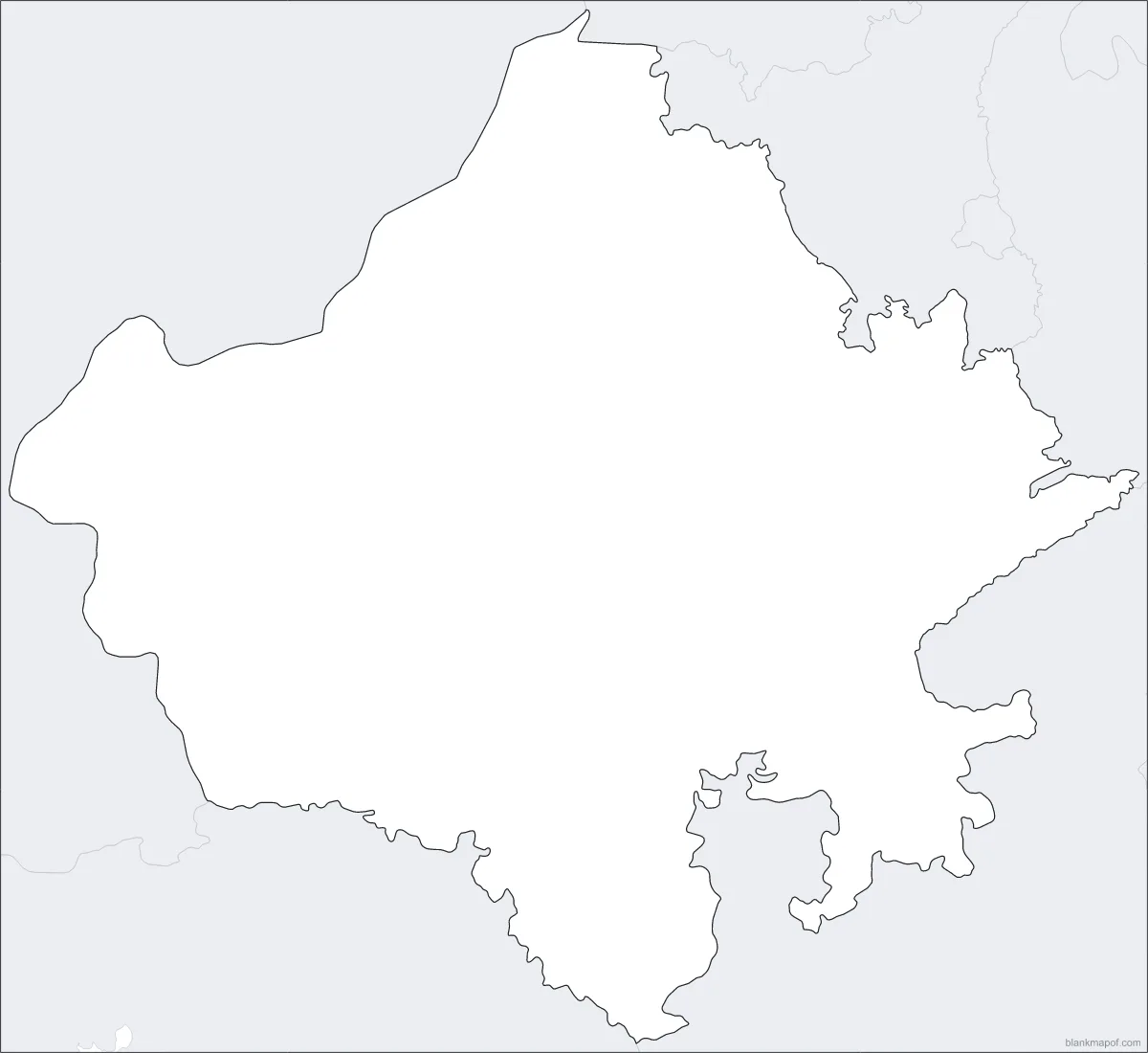 Blank map of Rajasthan