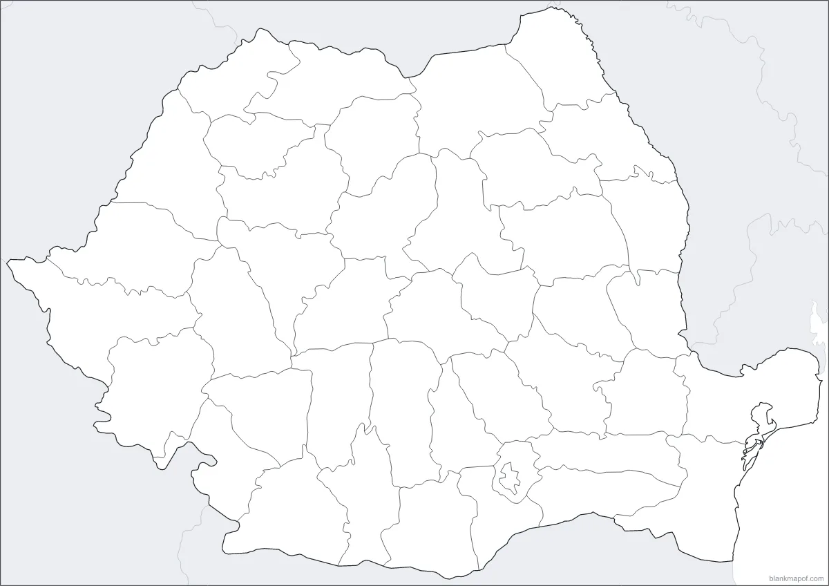 Blank map of Romania, with borders