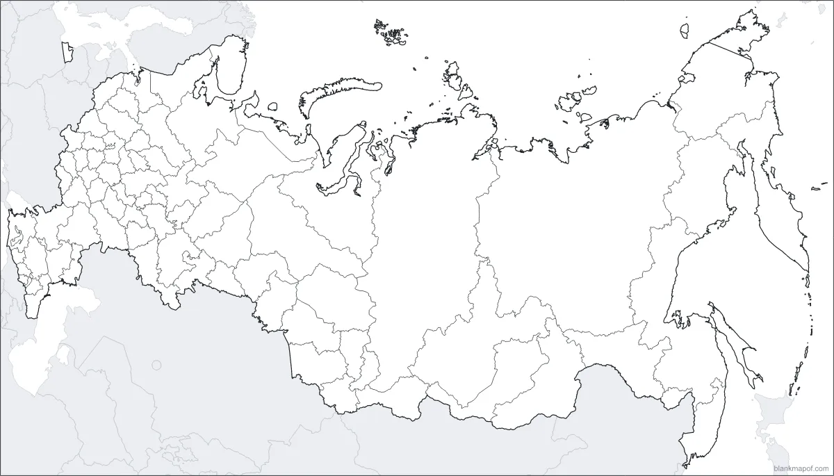 Blank map of Russia, with borders