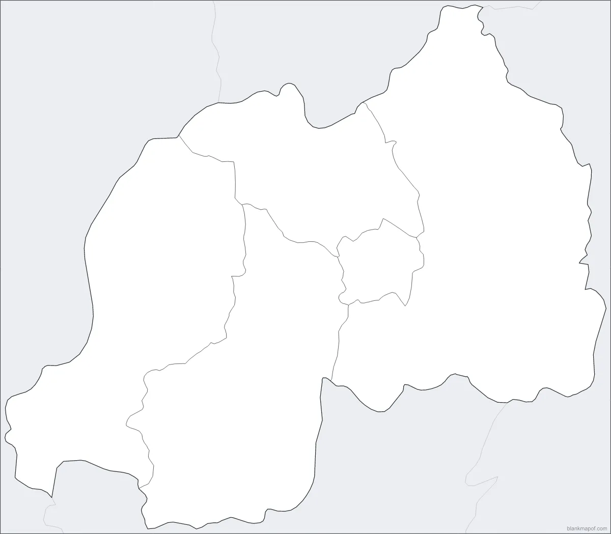 Blank map of Rwanda, with borders