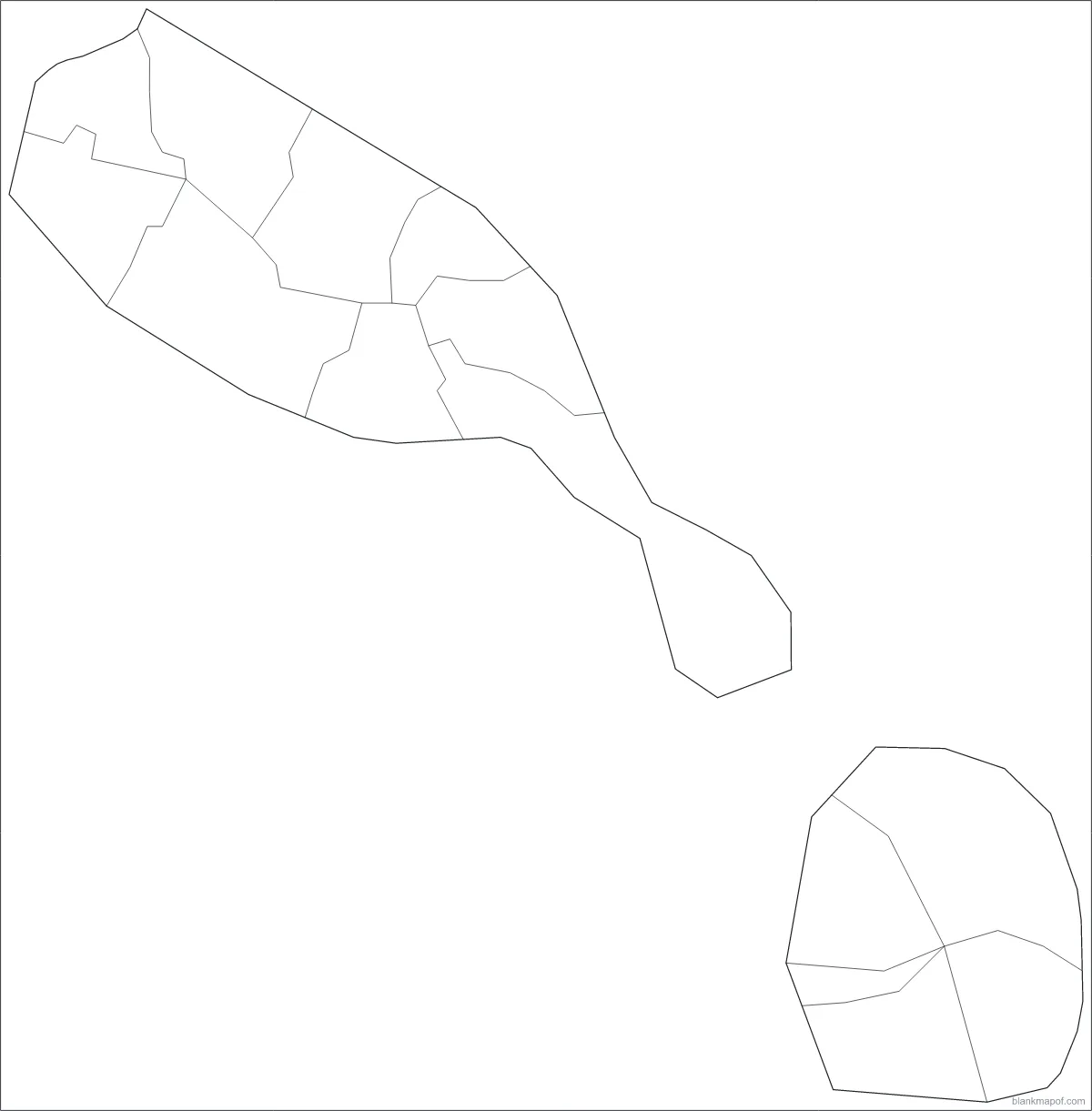 Blank map of Saint Kitts and Nevis, with borders
