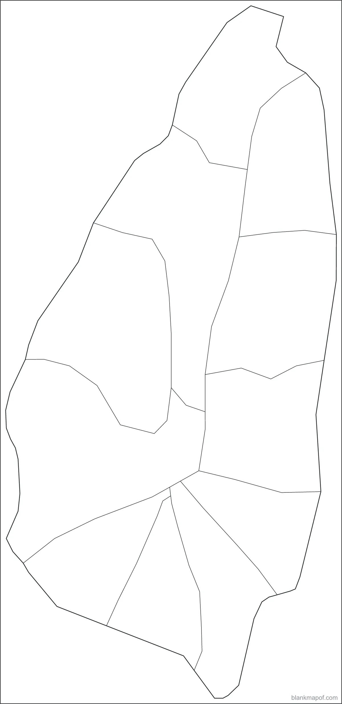 Blank map of Saint Lucia, with borders