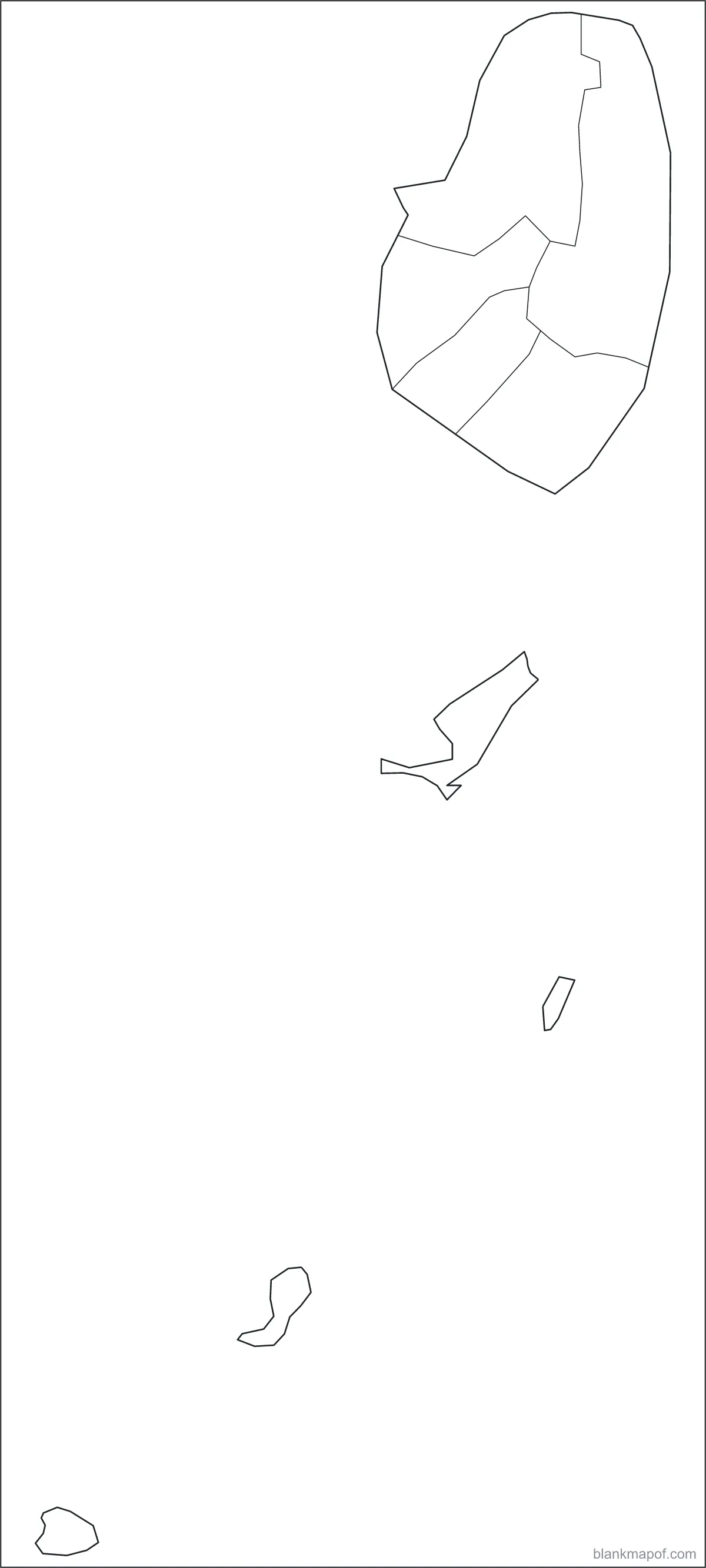 Blank map of Saint Vincent and the Grenadines, with borders