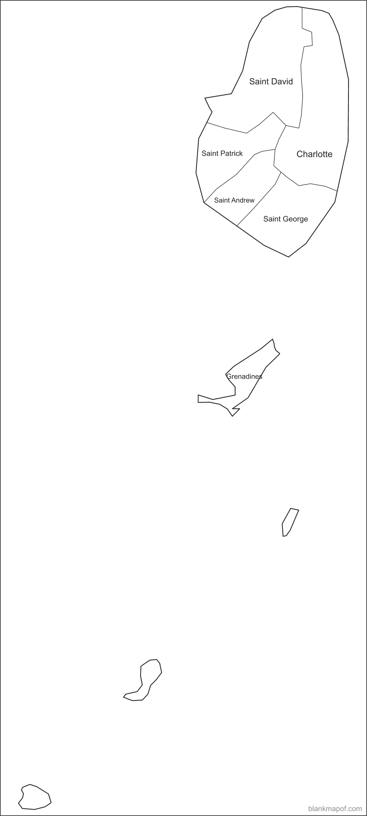 Blank map of Saint Vincent and the Grenadines, labeled