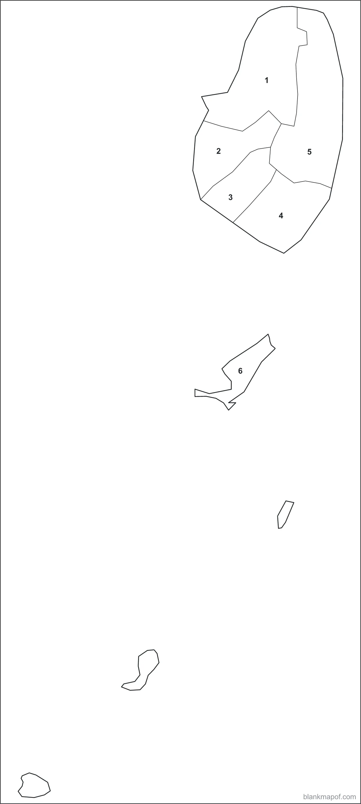 Blank map of Saint Vincent and the Grenadines, numbered