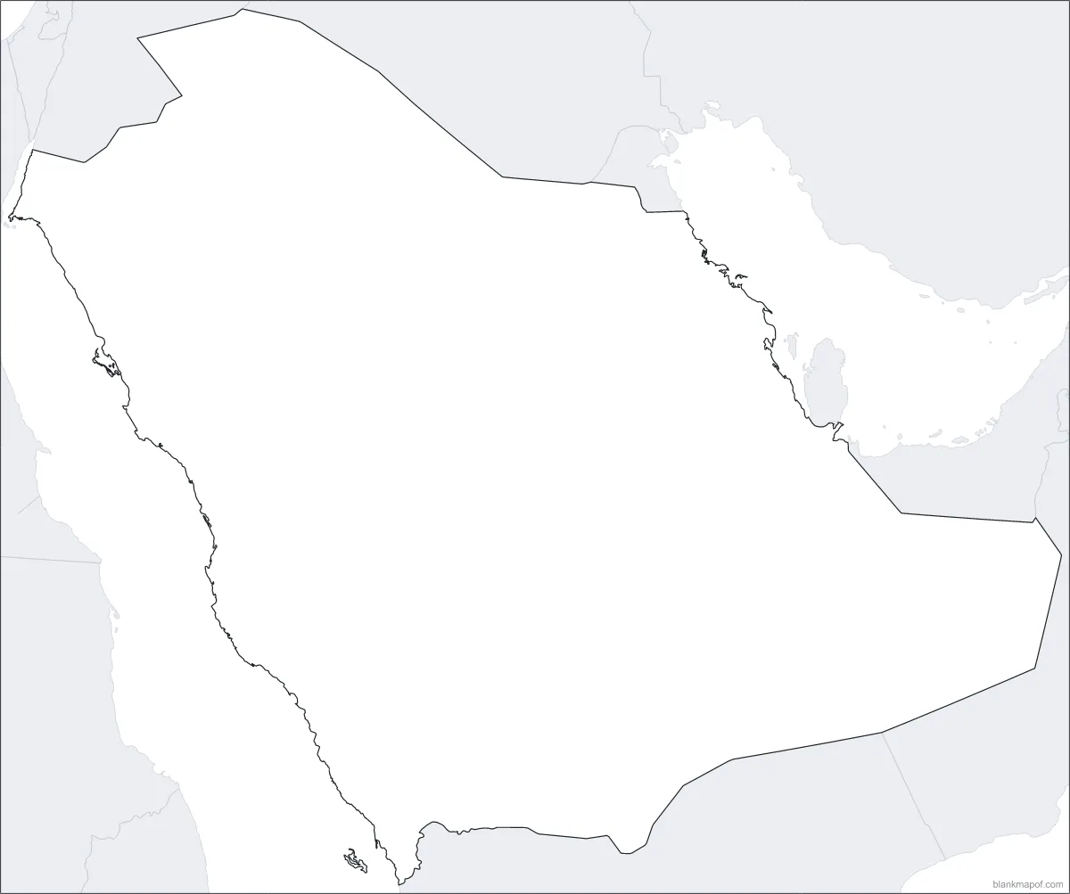 Blank map of Saudi Arabia, outline