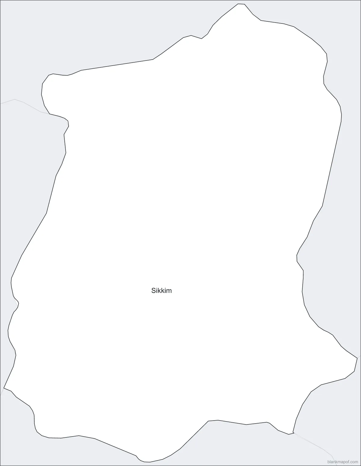 Blank map of Sikkim, labeled