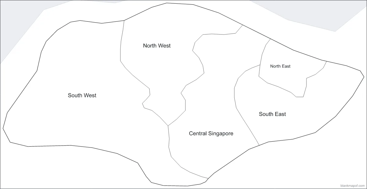 Blank map of Singapore, labeled