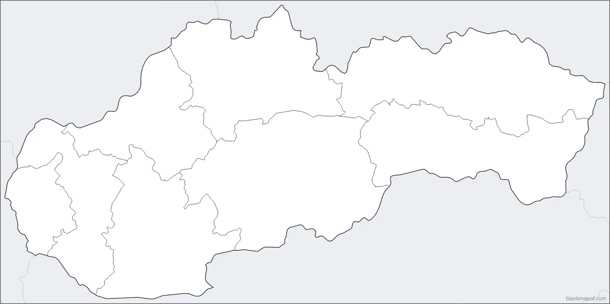 Blank map of Slovakia, with borders