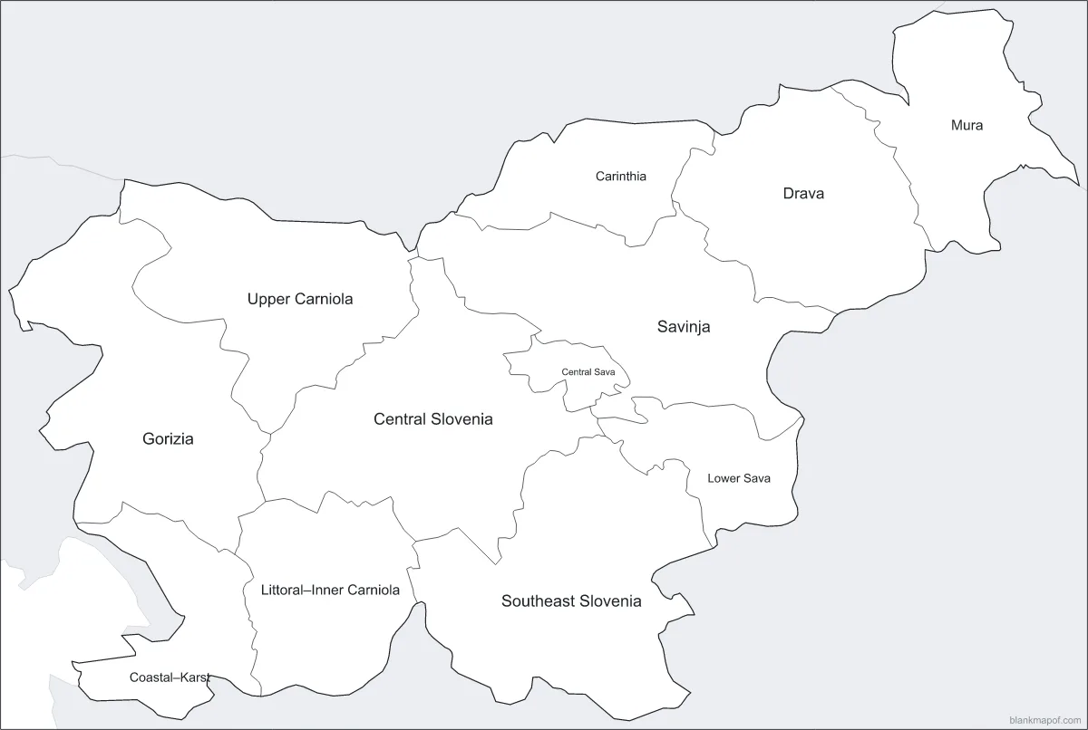 Blank map of Slovenia, labeled