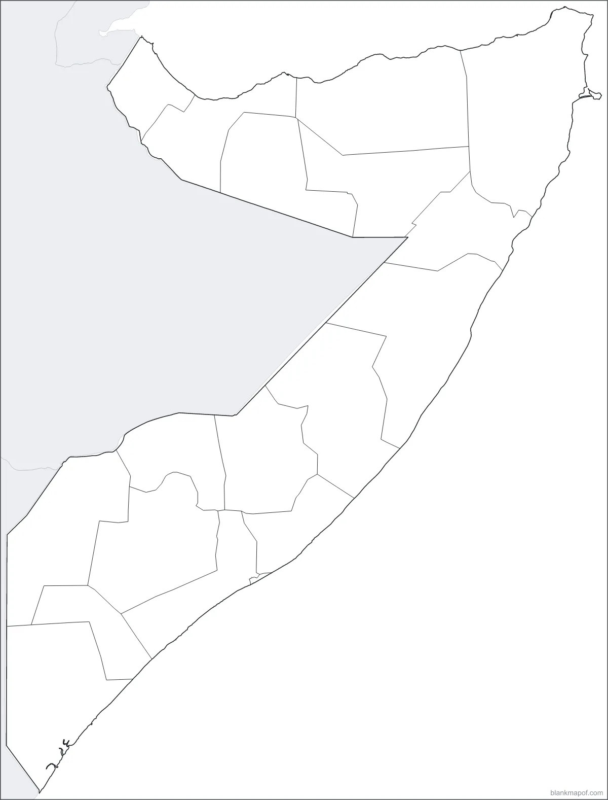Blank map of Somalia, with borders