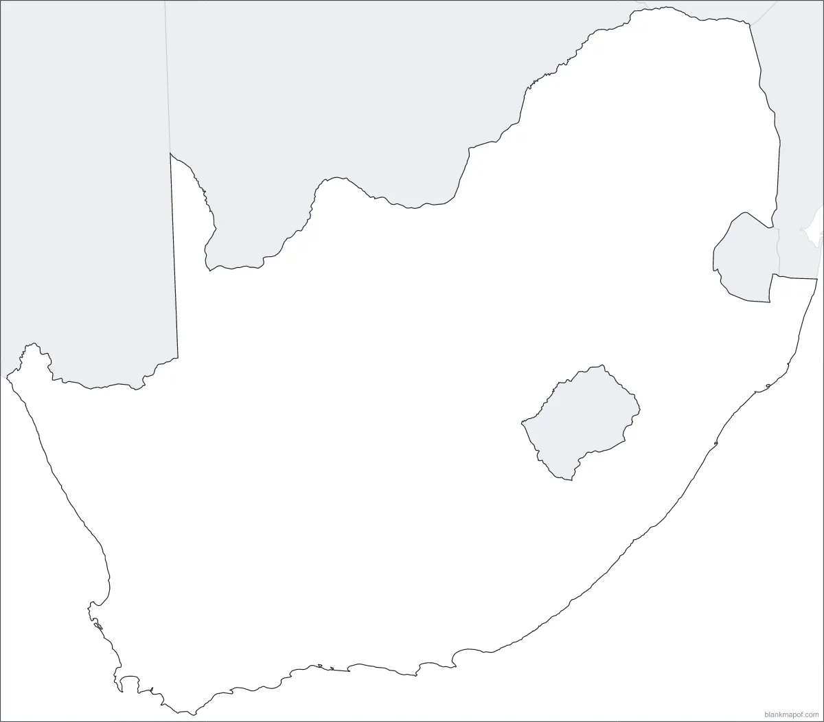 Blank map of South Africa, outline