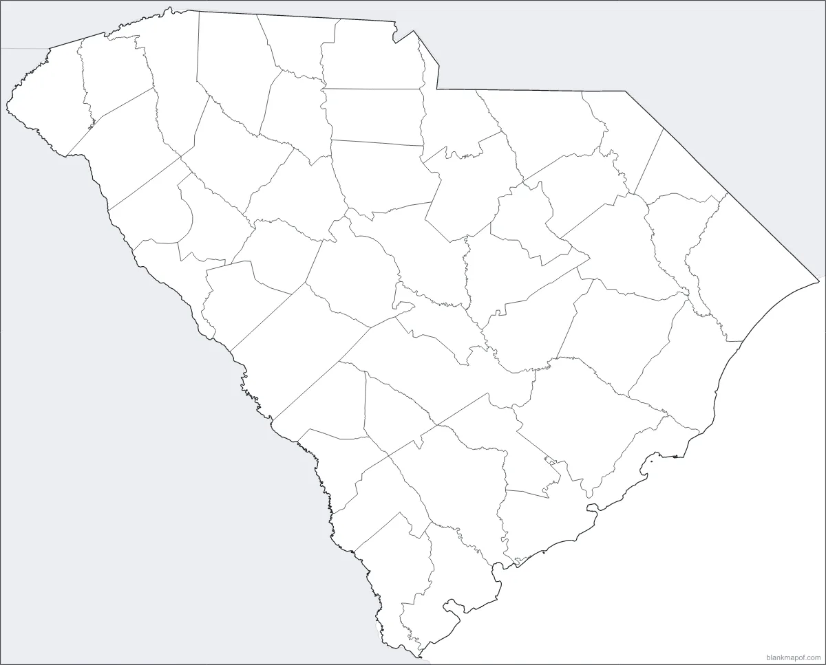 Blank map of South Carolina