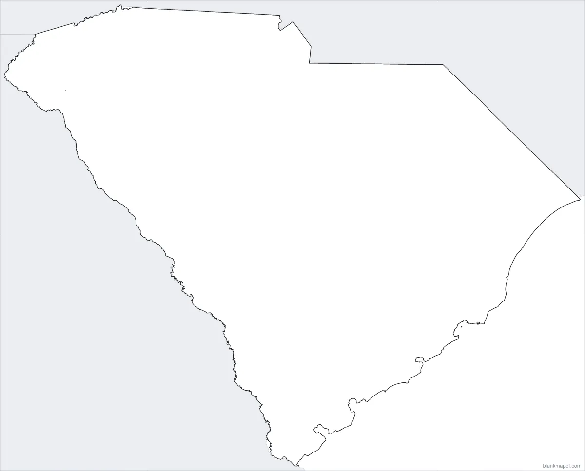 Blank map of South Carolina, outline