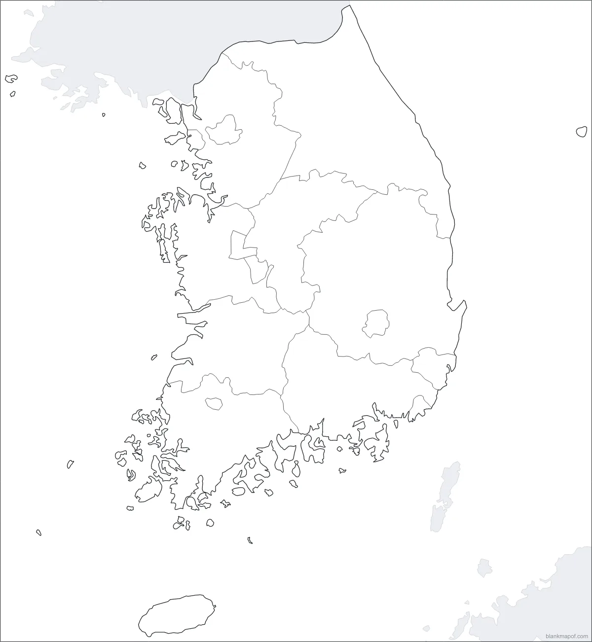 Blank map of South Korea