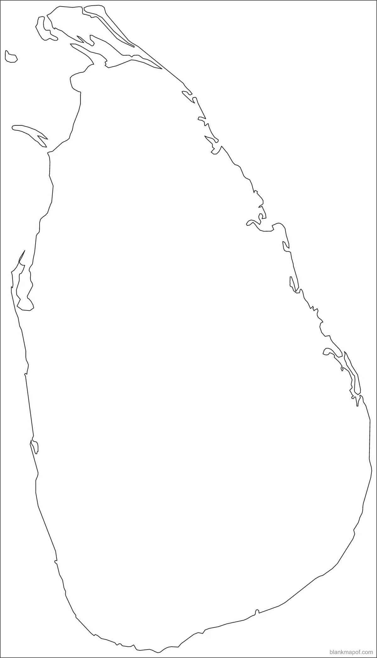 Blank map of Sri Lanka, outline