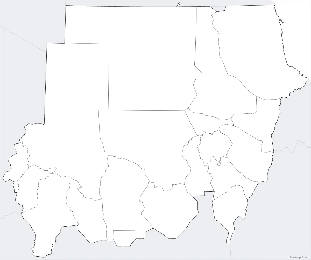Blank map of Sudan